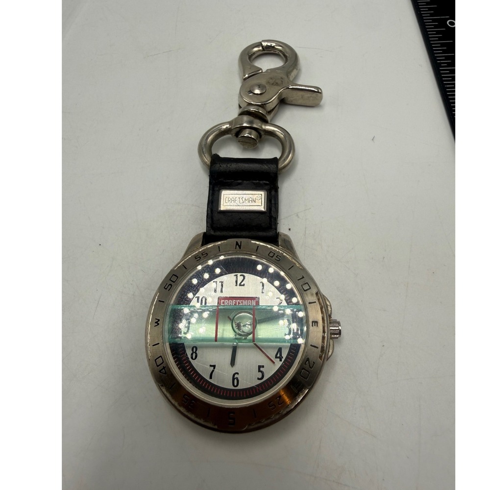 Craftsman by Relic Clip On Fob Watch with Spirit Level ZM10046 Silver Tone